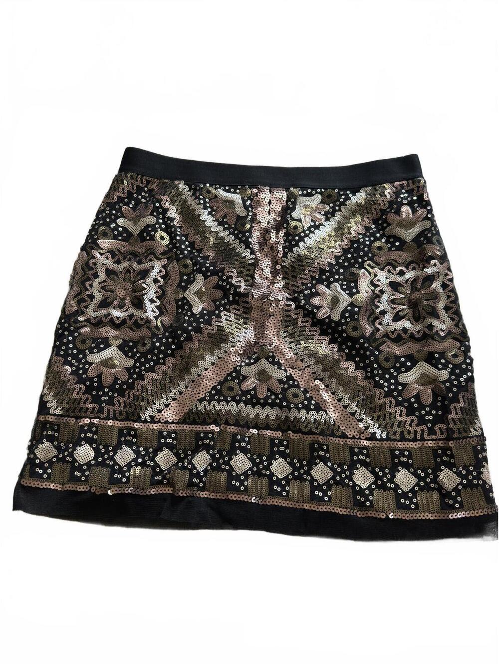 Chelsea & Violet Embellished Sequin Mini Skirt Black Multi Size XS